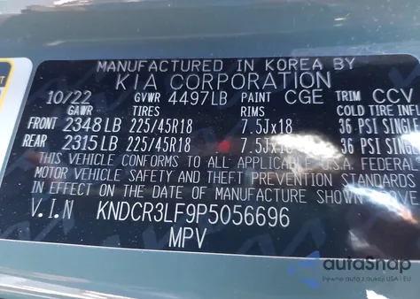 2023 Kia Niro Sx Touring from USA, damaged, VIN KNDCR3LF9P5056696